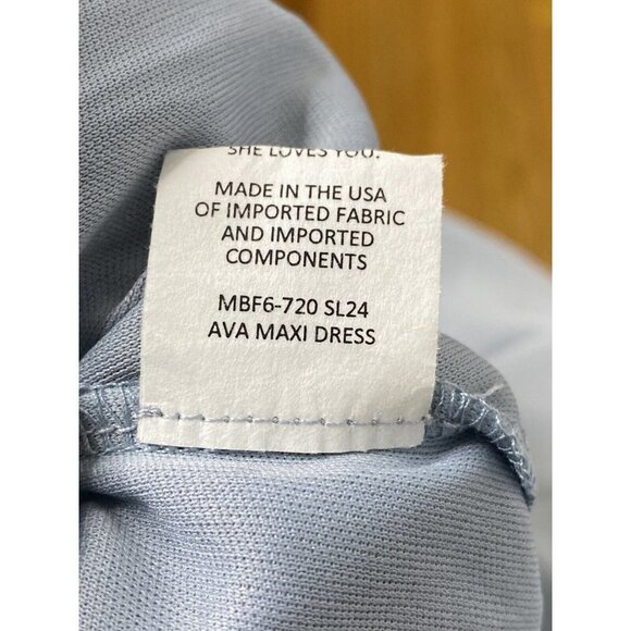 SHOW ME YOUR MUMU DRESS AVA MAXI STEEL BLUE CHIFFON DEEP V SIZE S - Picture 7 of 9